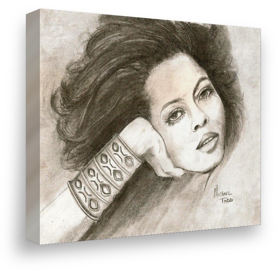 Diana Ross drawing on gallery-wrapped canvas