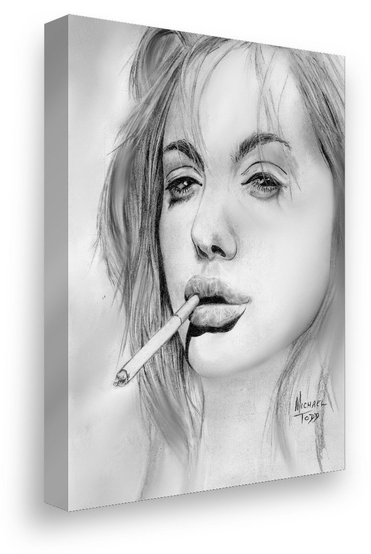 Smoke and Silence drawing on gallery-wrapped canvas