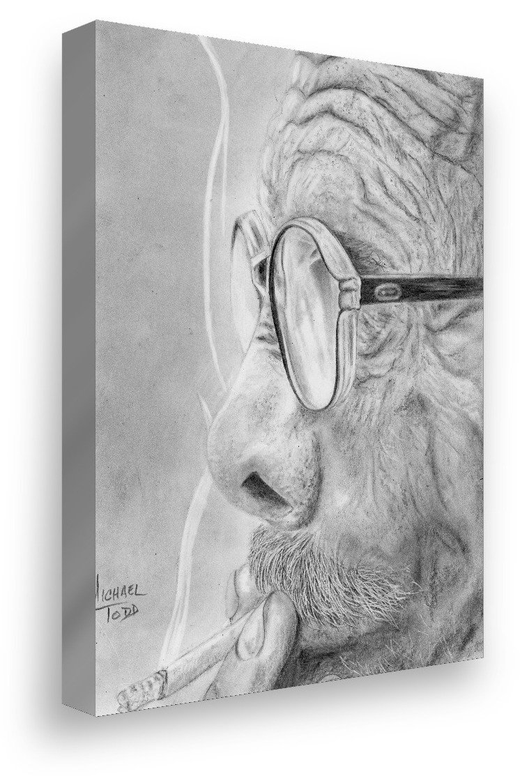 The Last Drag drawing on gallery-wrapped canvas