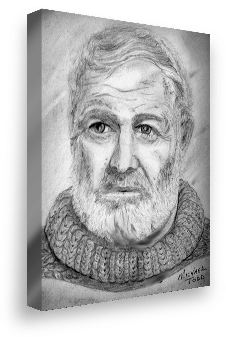 Ernest Hemingway drawing on gallery-wrapped canvas