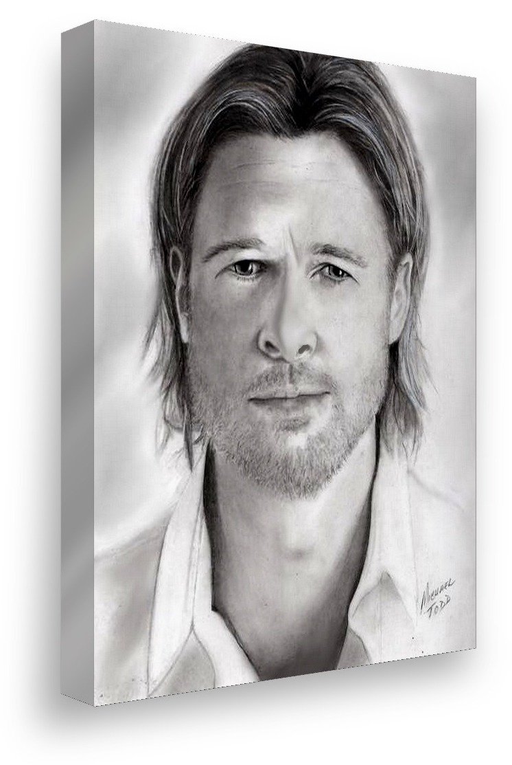 Brad Pitt drawing on gallery-wrapped canvas