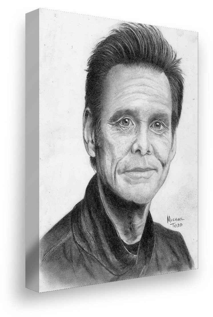 Jim Carrey drawing on gallery-wrapped canvas