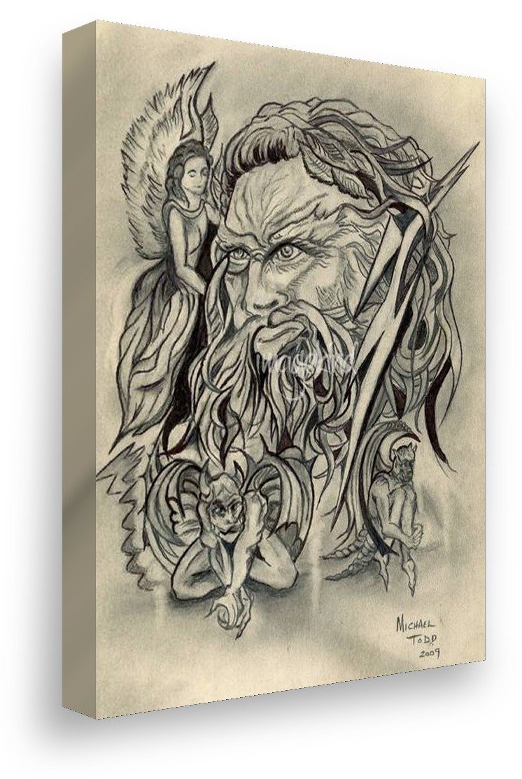Zeus drawing on gallery-wrapped canvas