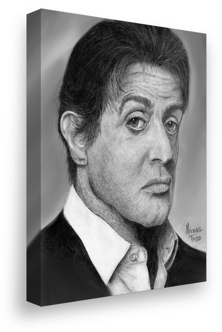 Sylvester Stallone drawing on gallery-wrapped canvas